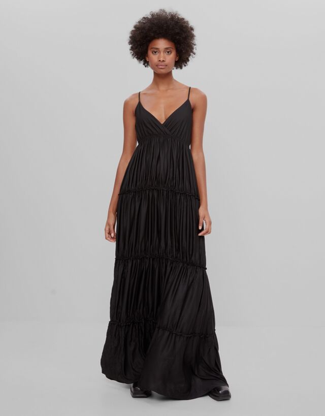 Long strappy dress - Woman | Bershka