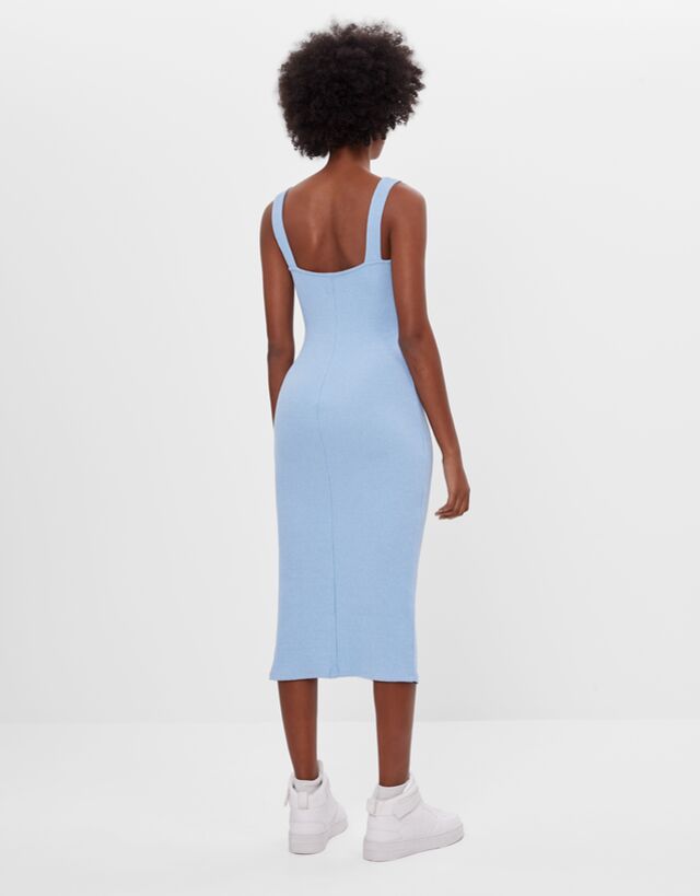 Corset-style midi dress - Woman | Bershka
