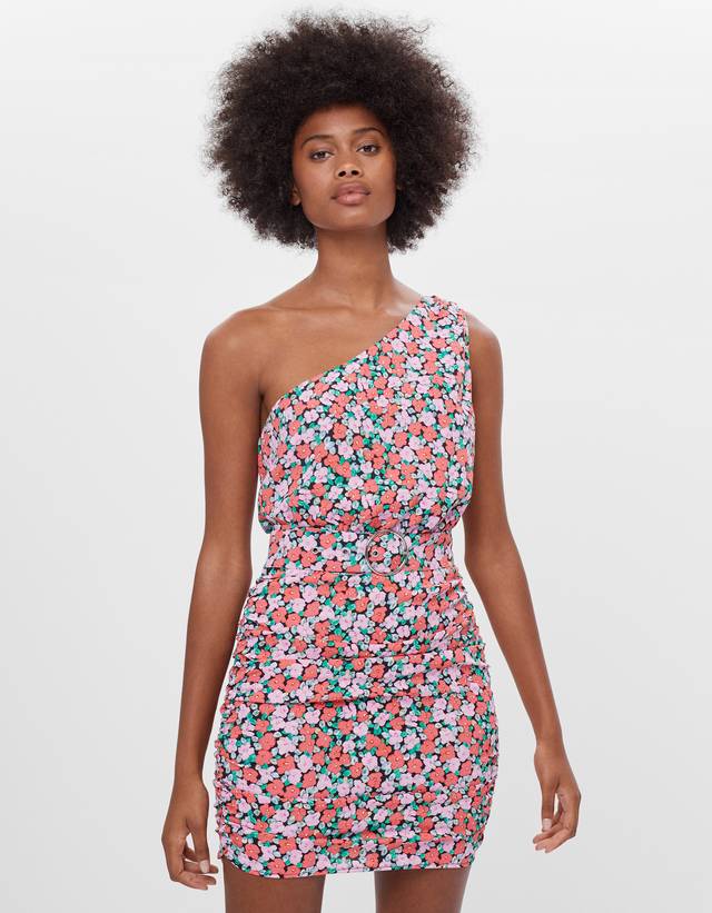 Vestidos Mujer | Bershka Vestido AsiméTrico Monocolor Negro - Bellavista