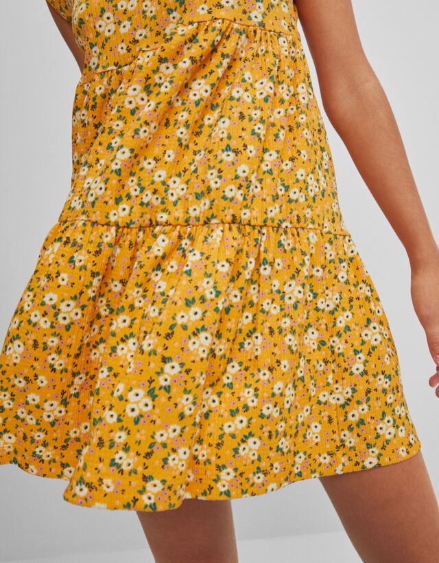 bershka orange floral dress