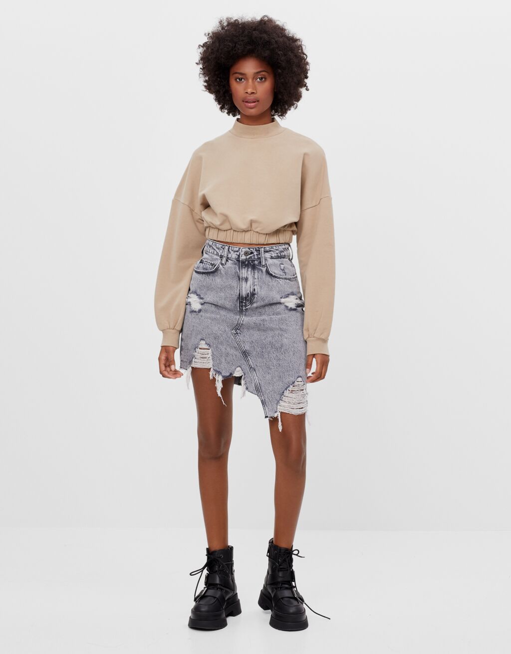 asymmetric denim skirt zara