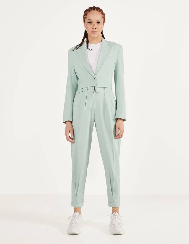 Veste tailleur cropped - Unies - Bershka Egypt