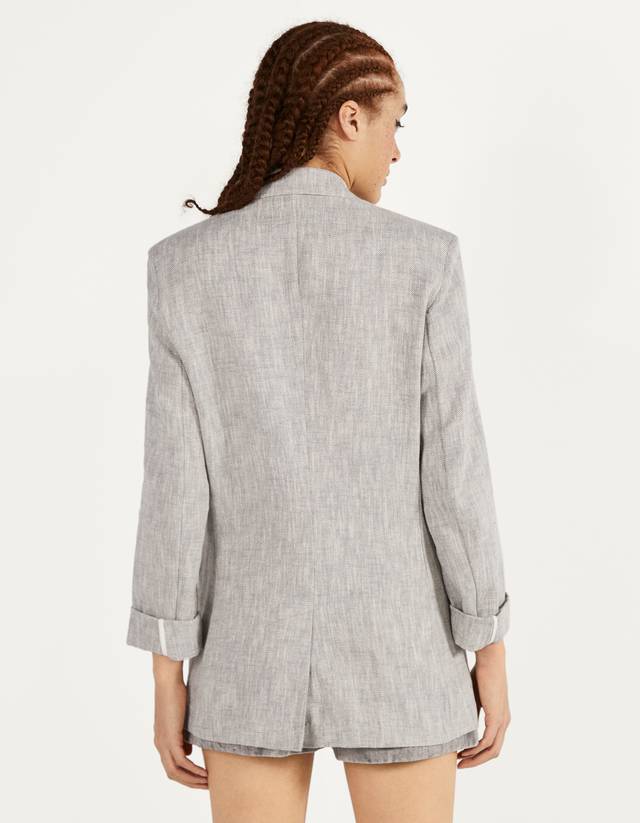 gray linen blazer