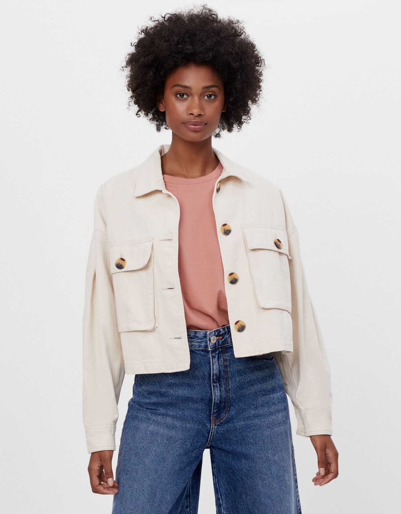 utility jacket with leather sleeves