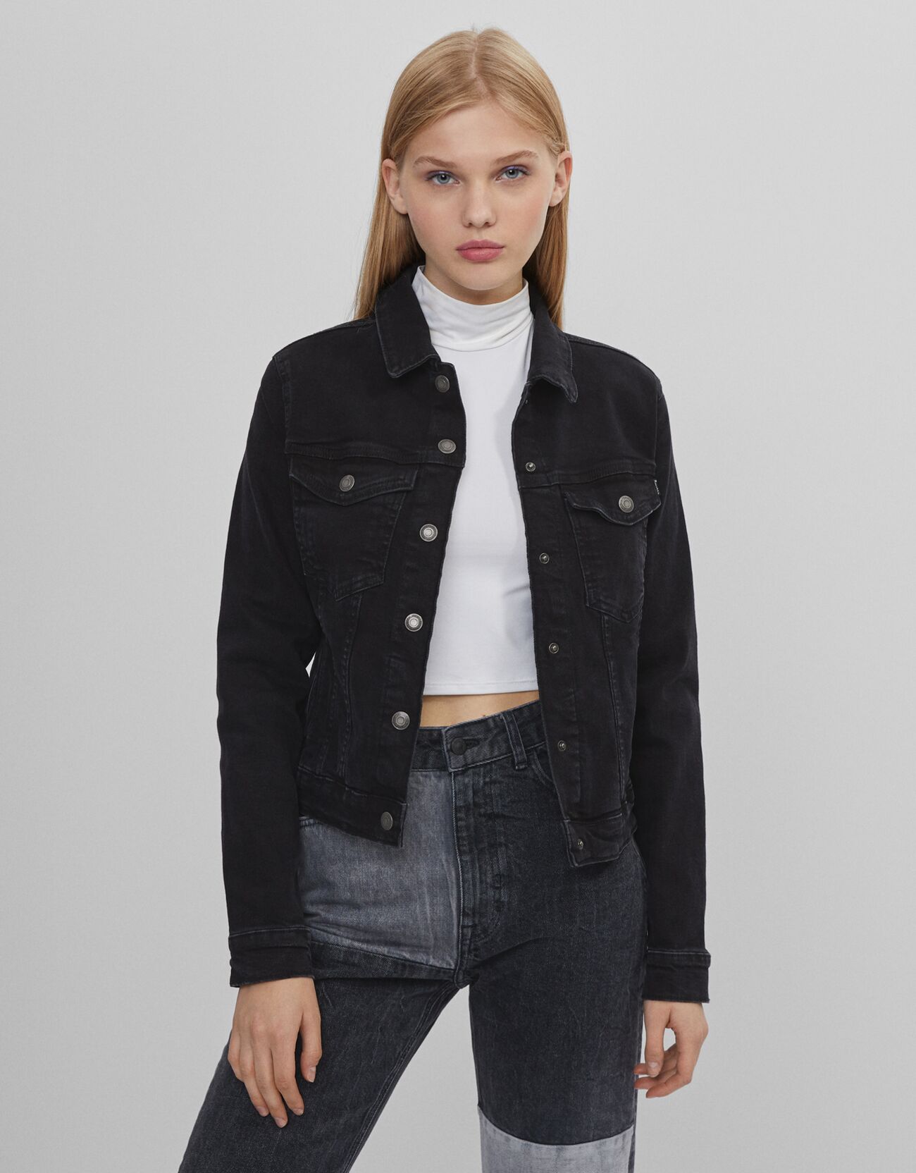 bershka denim jacket black