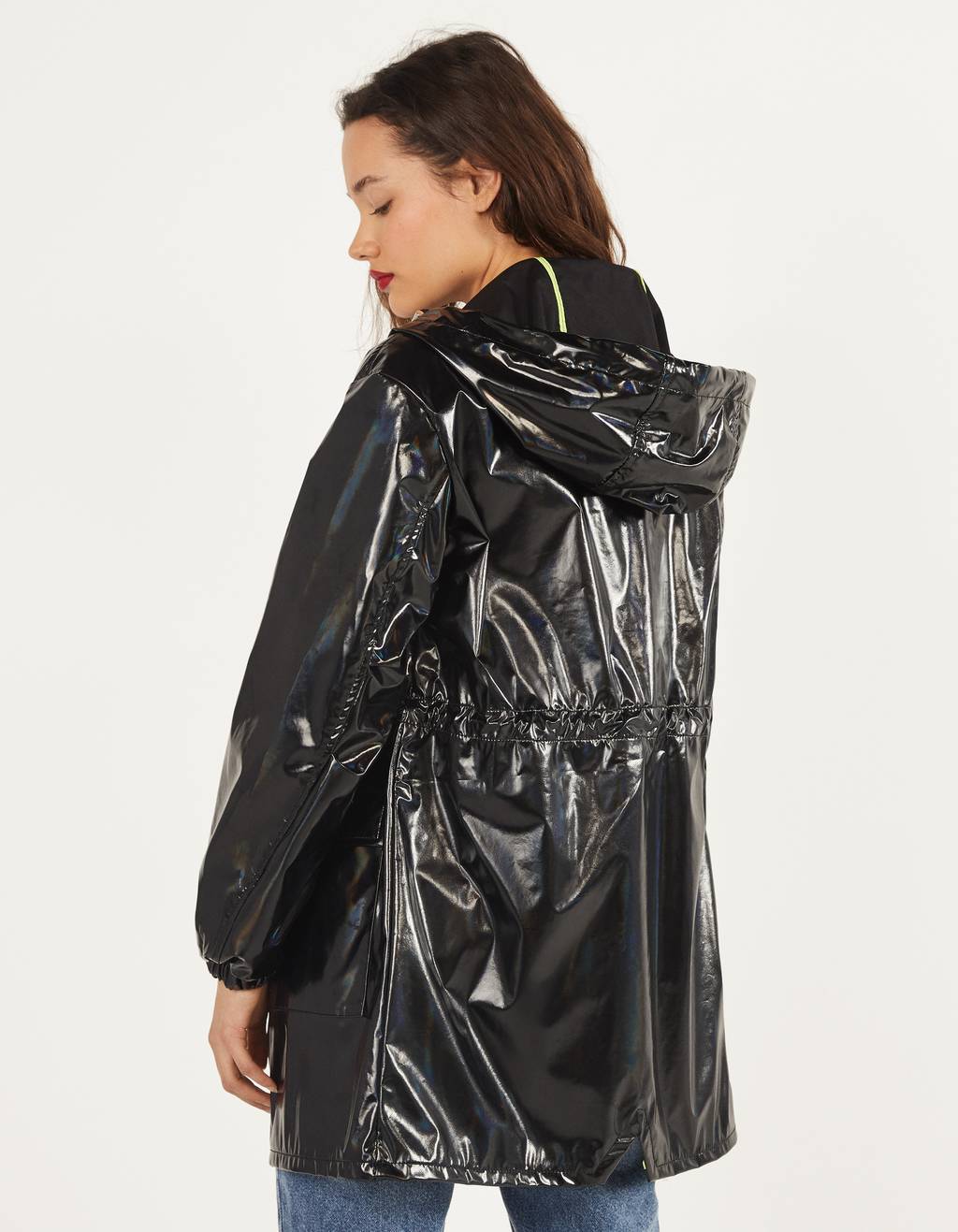 Iridescent raincoat - Puffer - Bershka Turkey