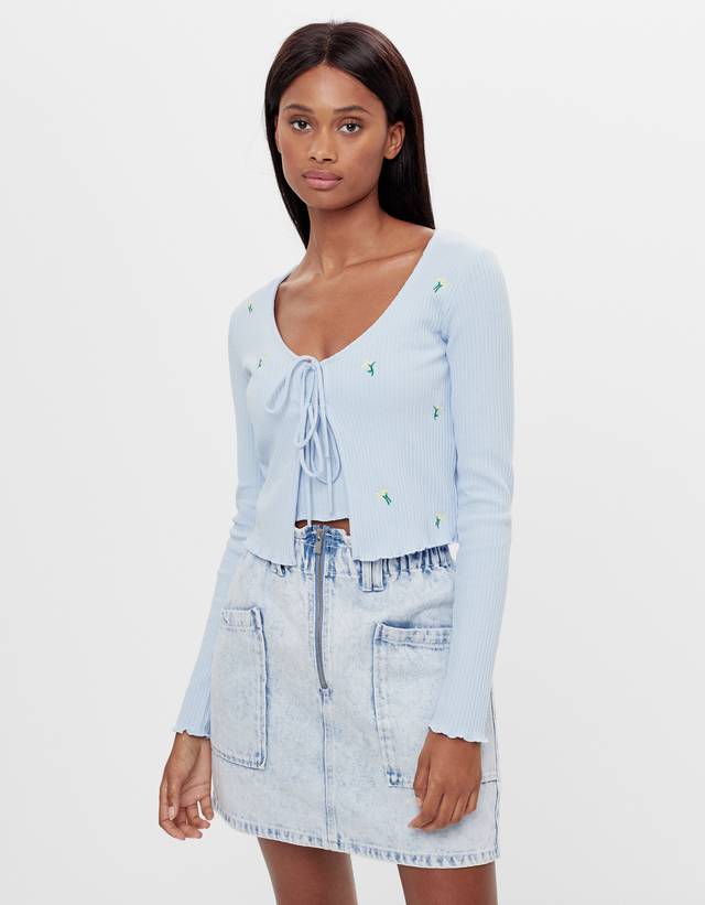 Embroidered cardigan and top set - T 