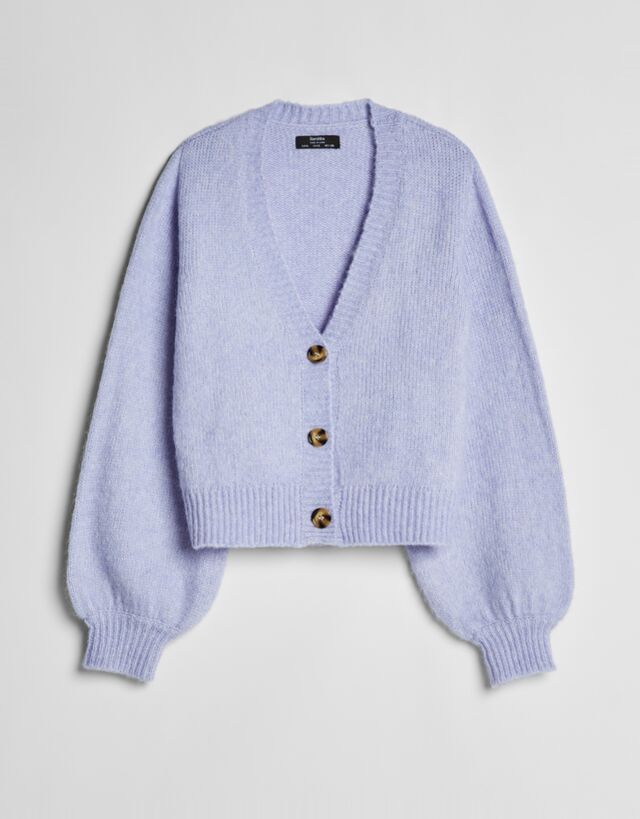 Balloon sleeve cardigan - Woman | Bershka