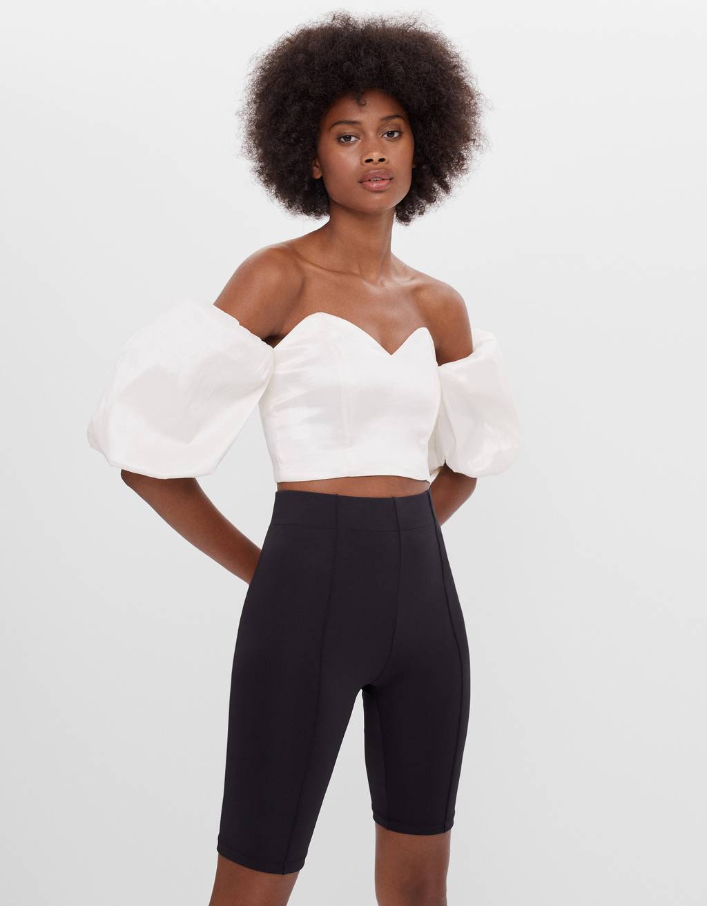 Voluminous Off The Shoulder Top Crop Bershka Finland