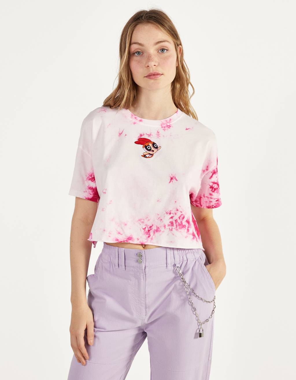 μπλούζα tie dye the powerpuff girls x bershka