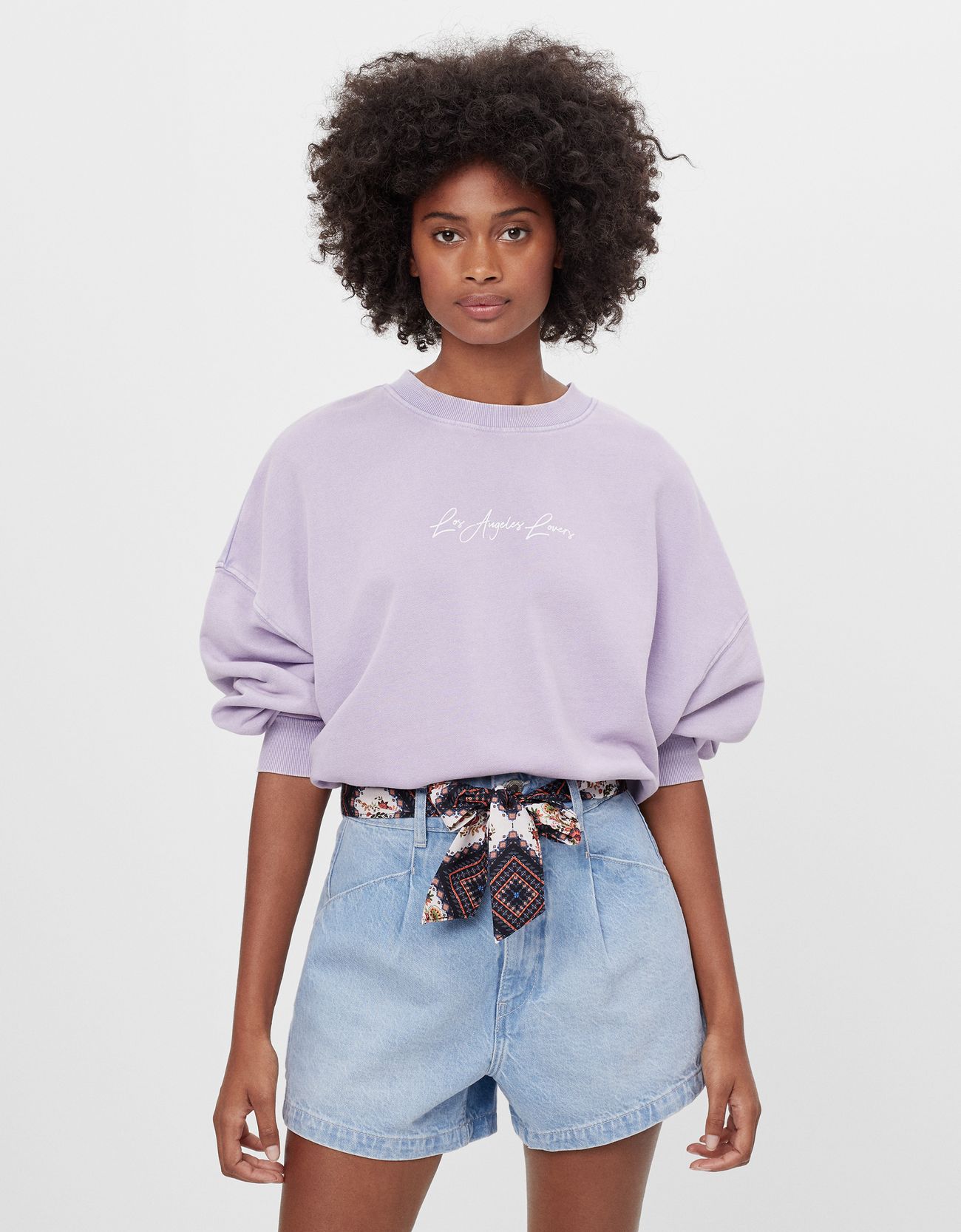 Tie-up denim shorts - Woman | Bershka