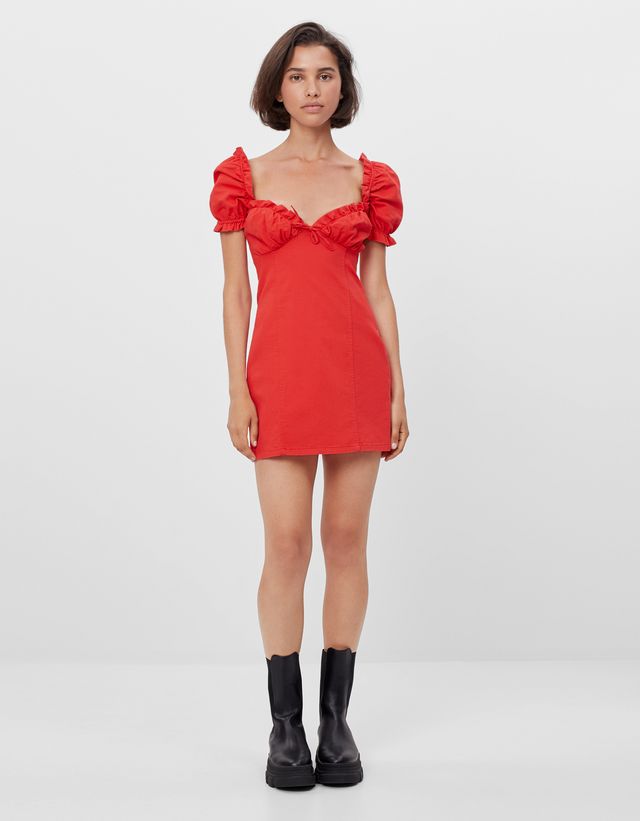 Vestido corto de flores - Vestidos - Bershka Maroc
