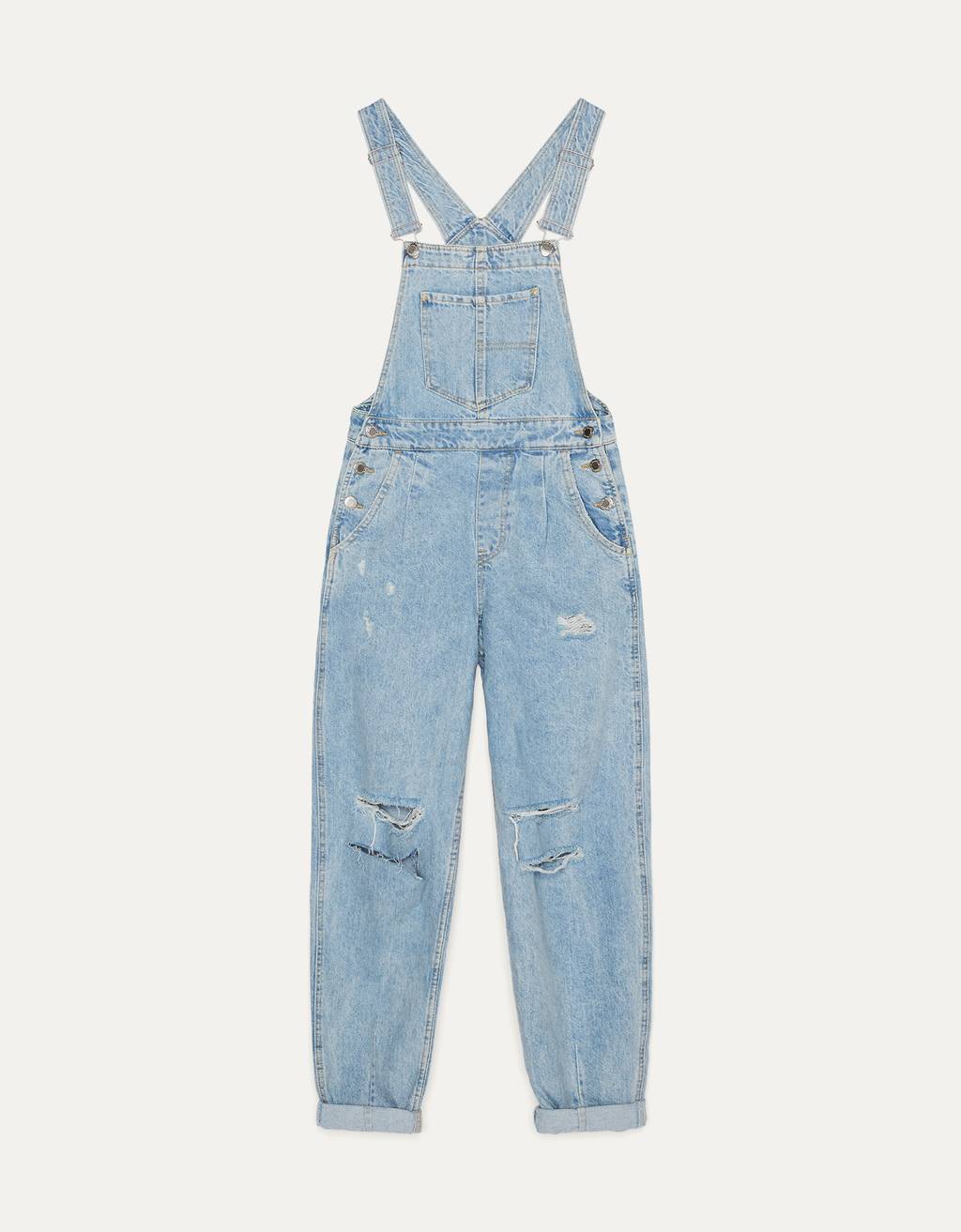 Long denim dungarees - Trousers - Bershka Venezuela