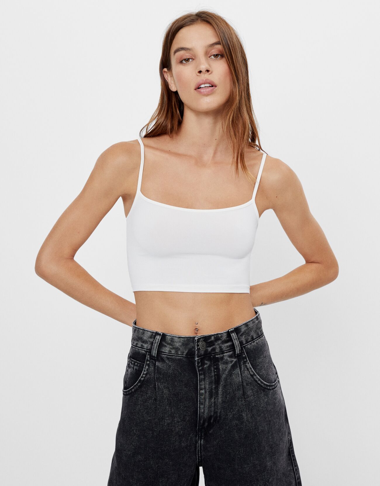 Cropped Vest Top Join Life Collection Bershka Indonesia