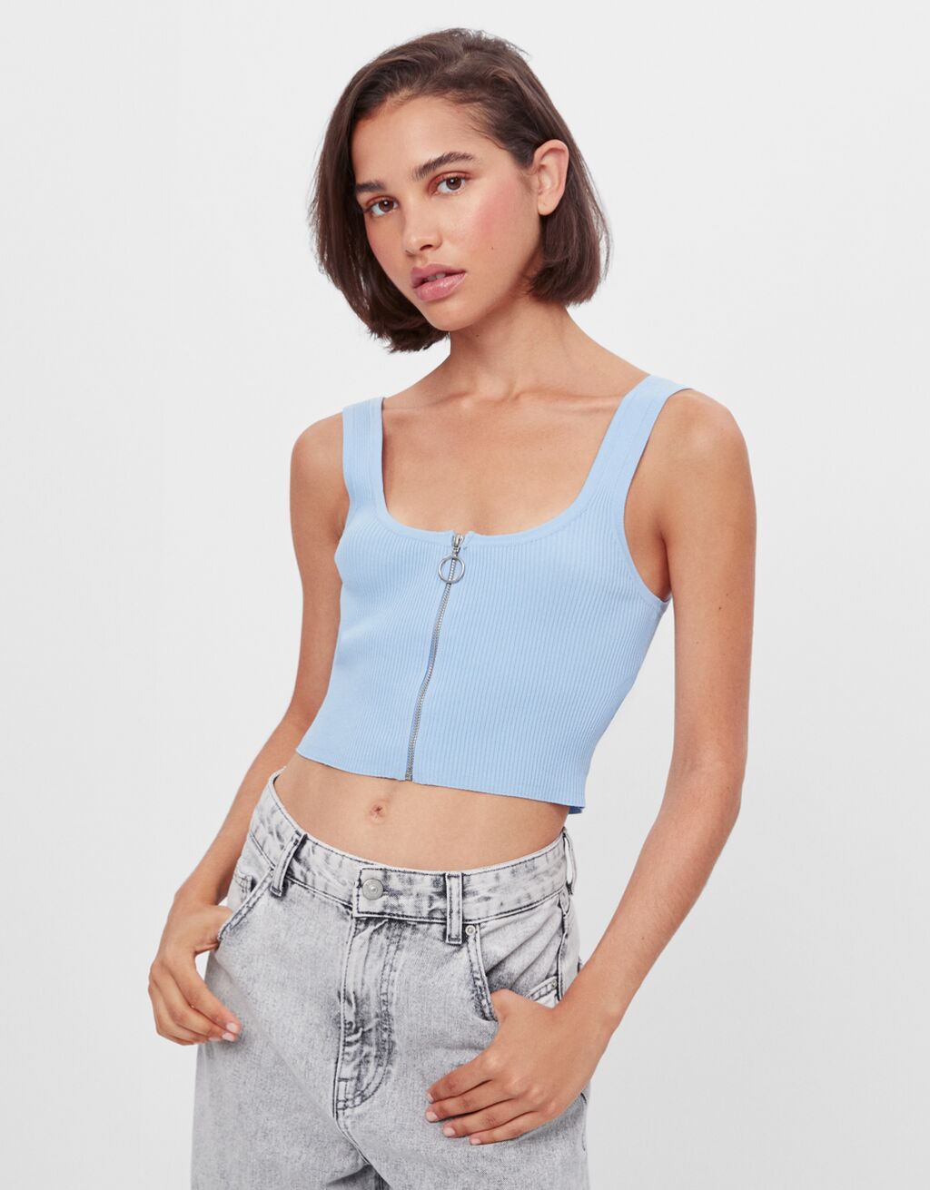 crop top with front zip