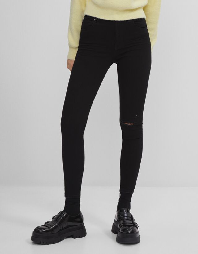 Mid waist skinny jeans - Denim - Woman | Bershka