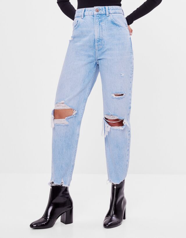 denim bershka mom