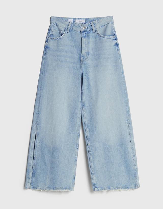 Culotte jeans with slits - Denim - Bershka Macau SAR / 澳門特別行政區