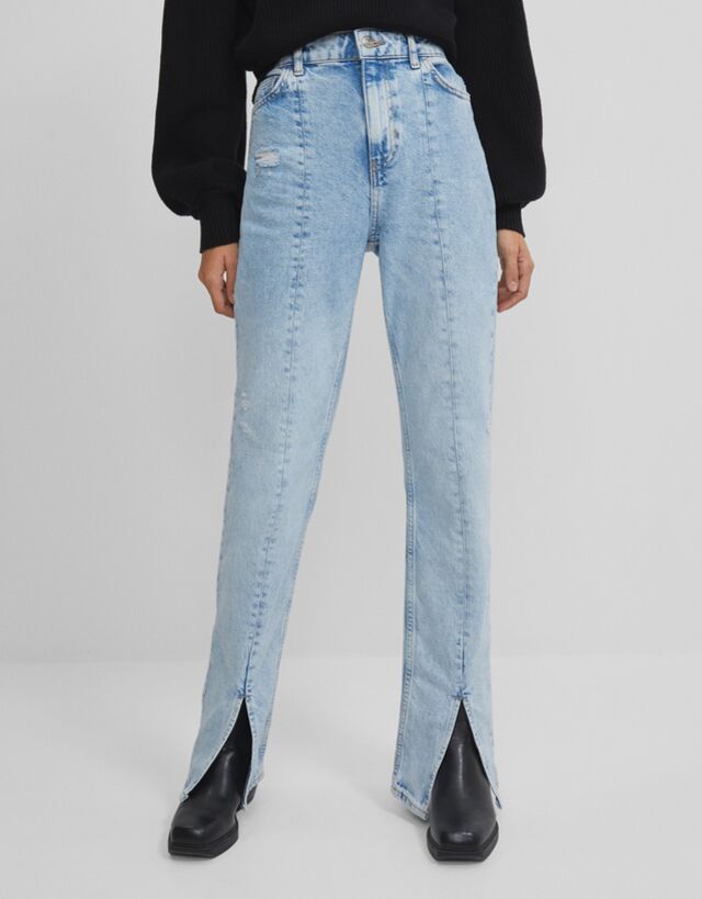 Jeans abertura bajo - Mujer | Bershka