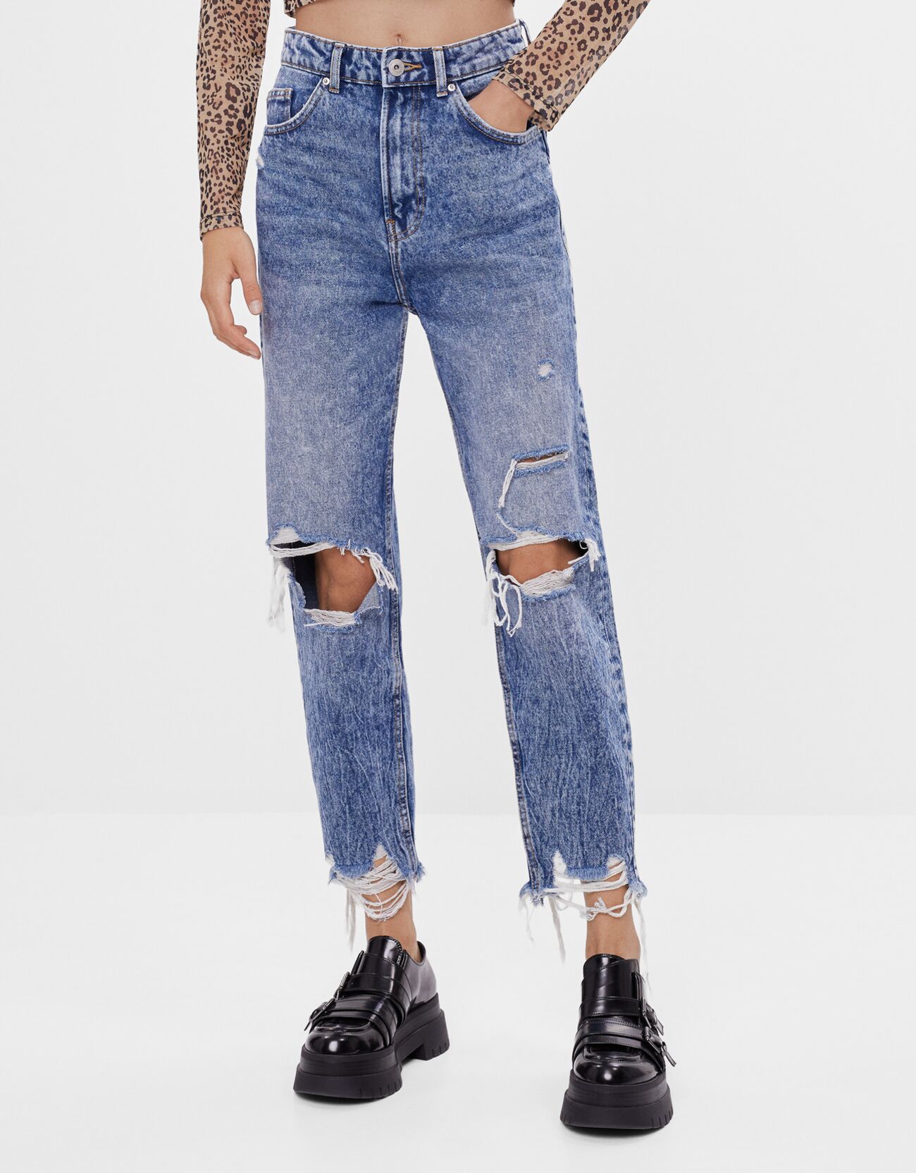 denim bershka mom