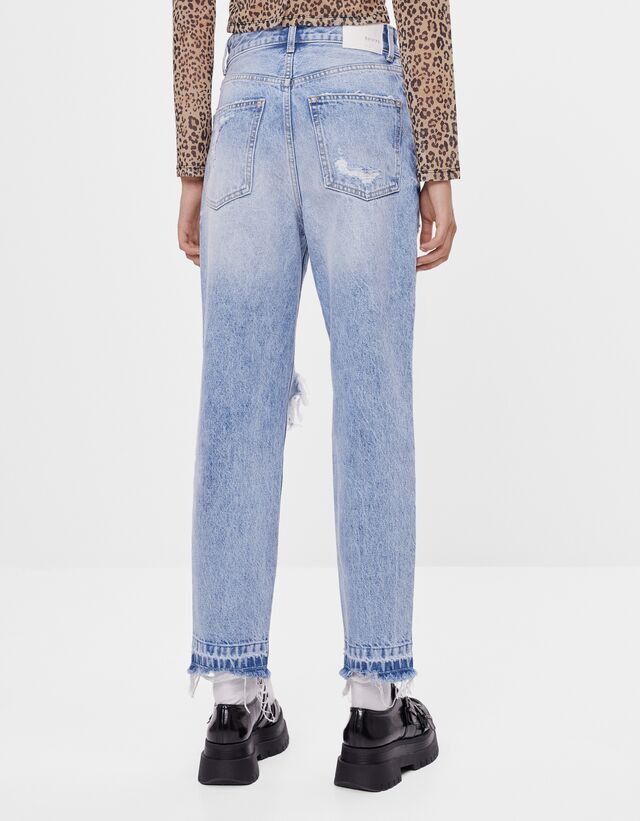 Jeans Mom rotos - Denim - Mujer | Bershka