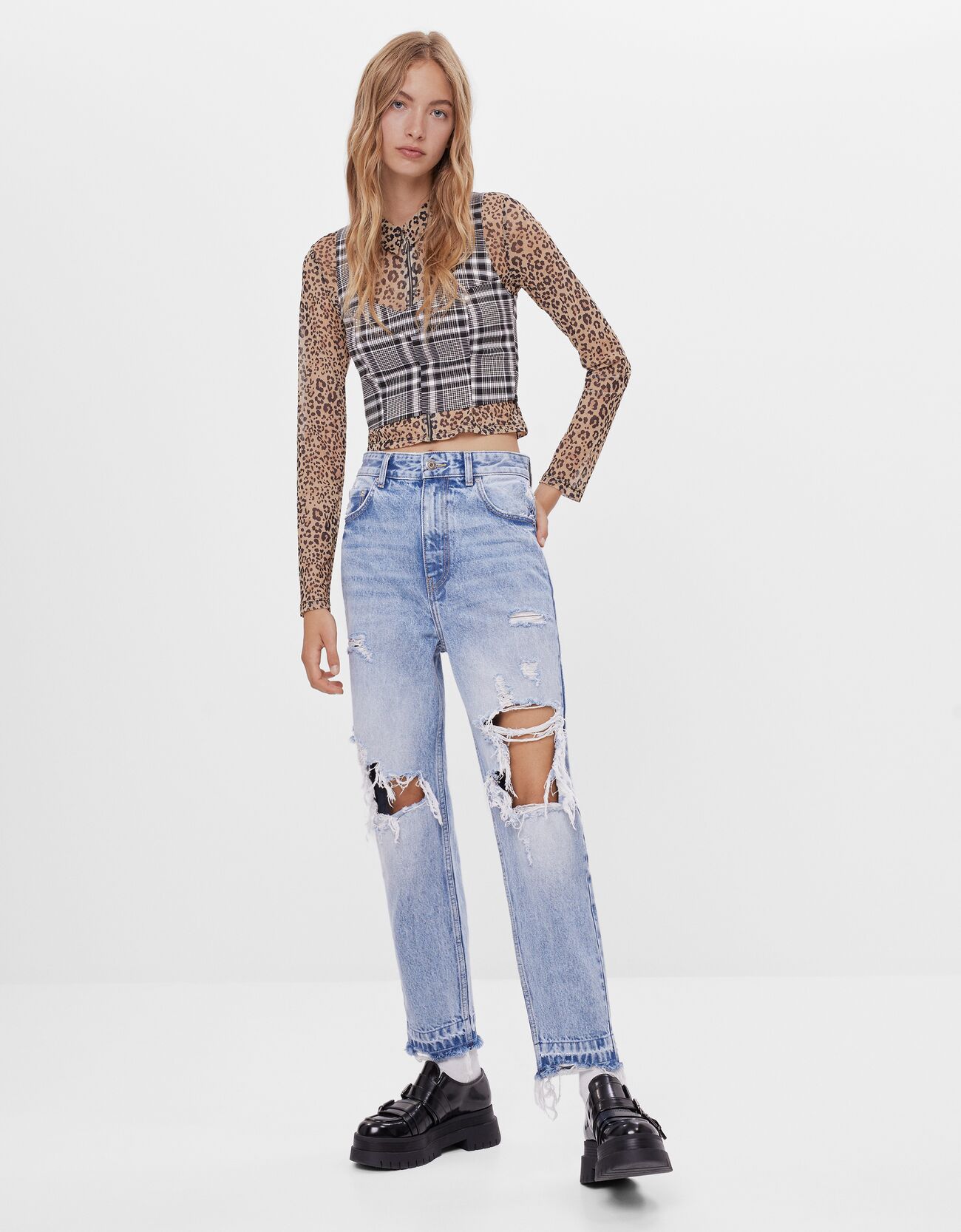 ripped mom jeans bershka