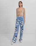 Jeans Mujer | Bershka Jeans Jogger Print Grafiti Azul Lavado - Bellavista