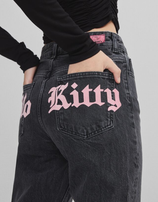 Hello Kitty straight fit jeans - Denim - Woman | Bershka