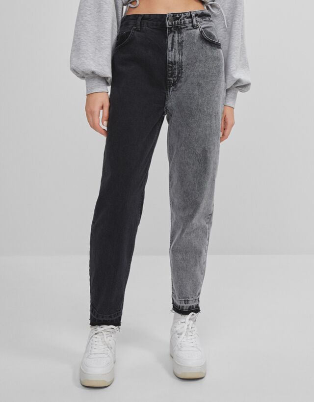Contrast mom jeans - Jeans - Woman 
