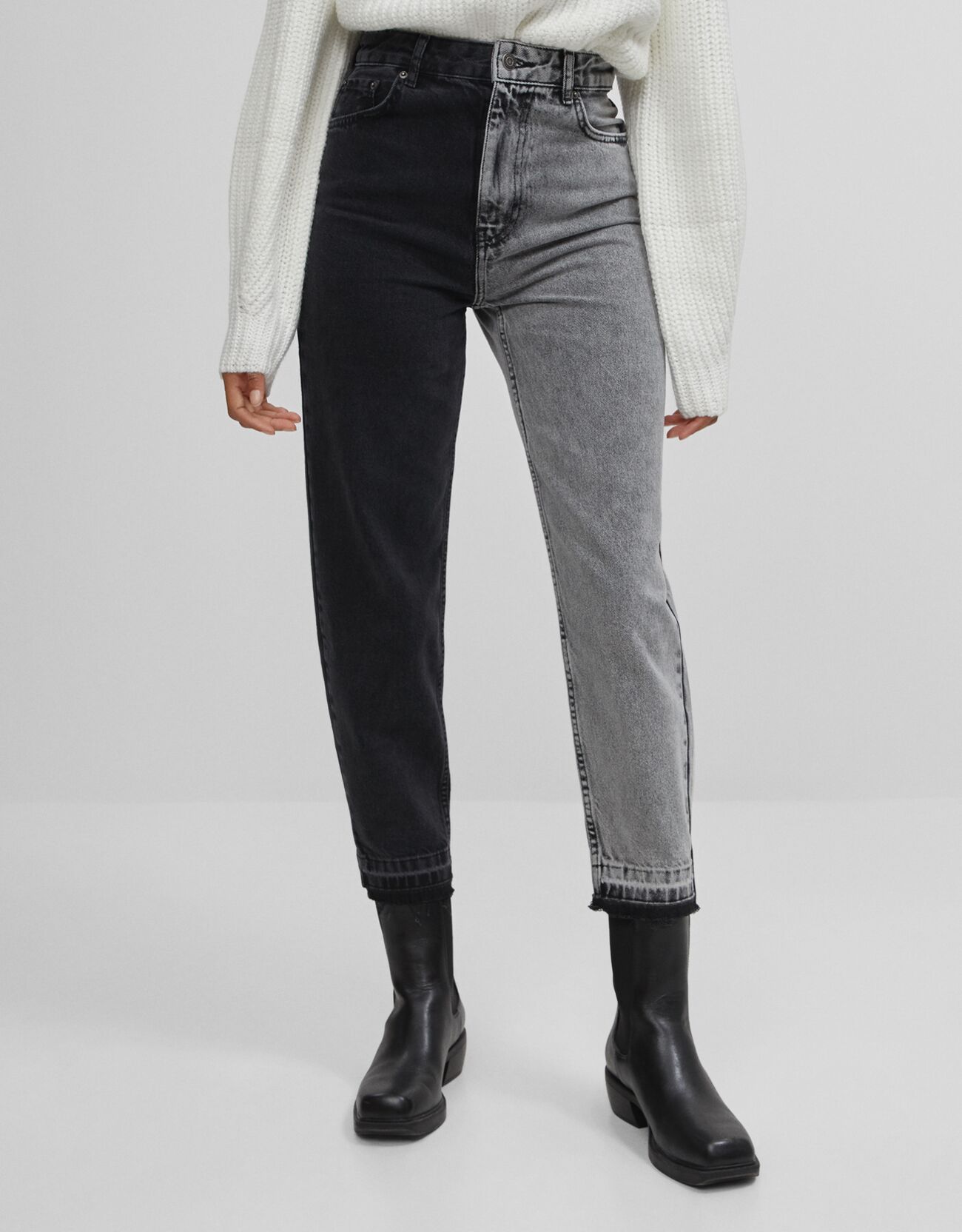 Iki Renkli Mom Jean Denim Kadin Bershka