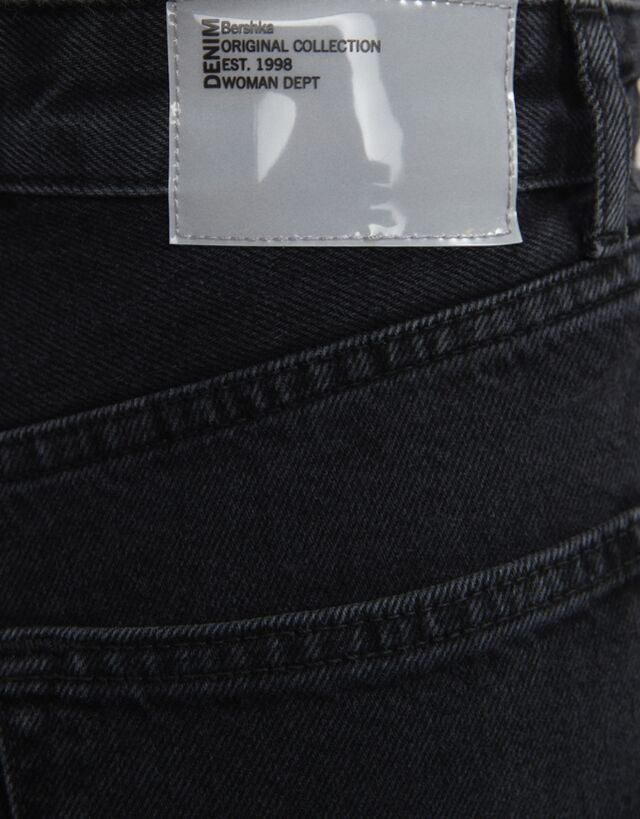 Contrast mom jeans - Denim - Woman | Bershka