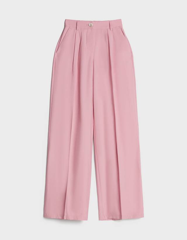 Wide-leg trousers - Denim - Bershka 