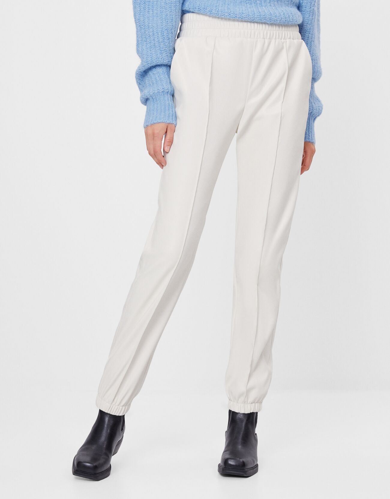 bershka faux leather joggers