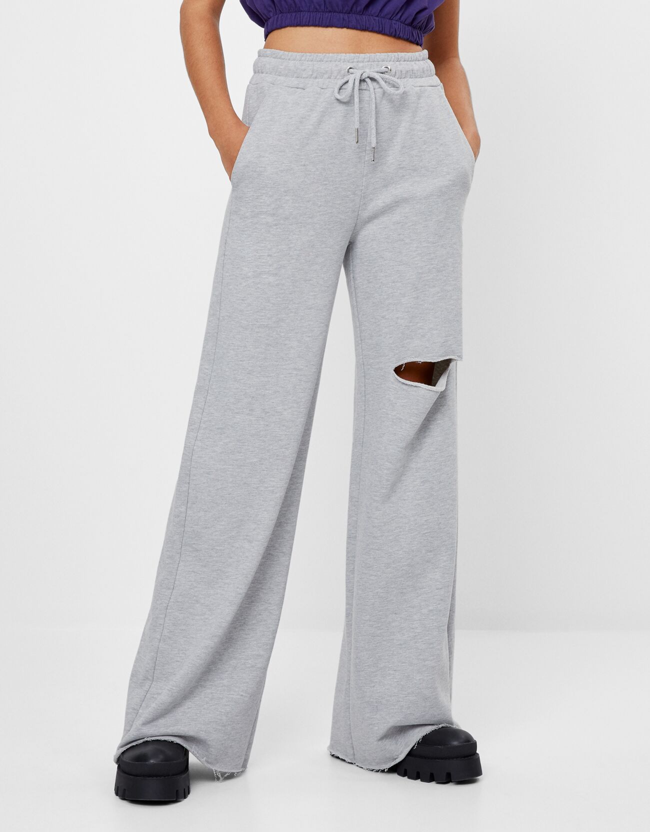 Plush flared trousers - Woman | Bershka