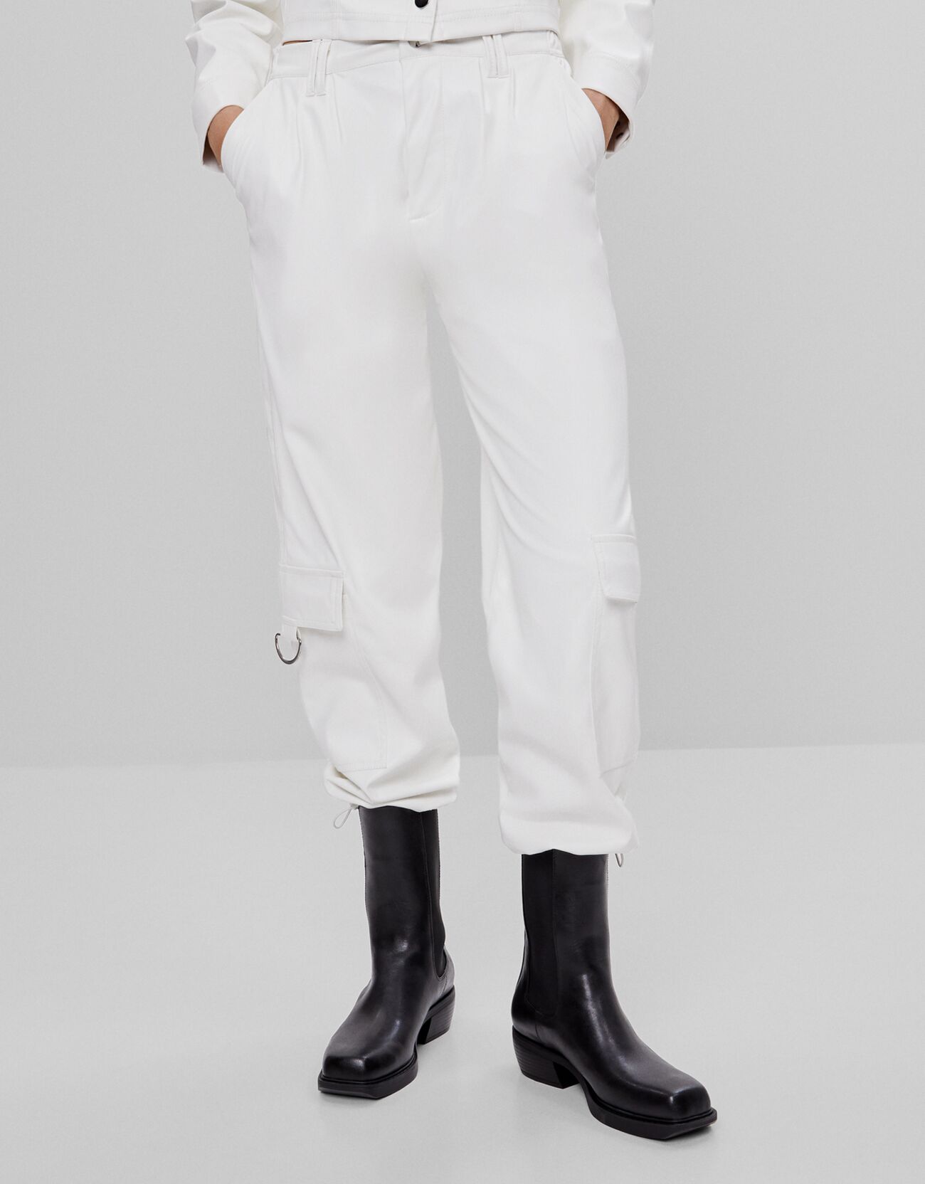 Faux leather cargo trousers - CLOTHING 