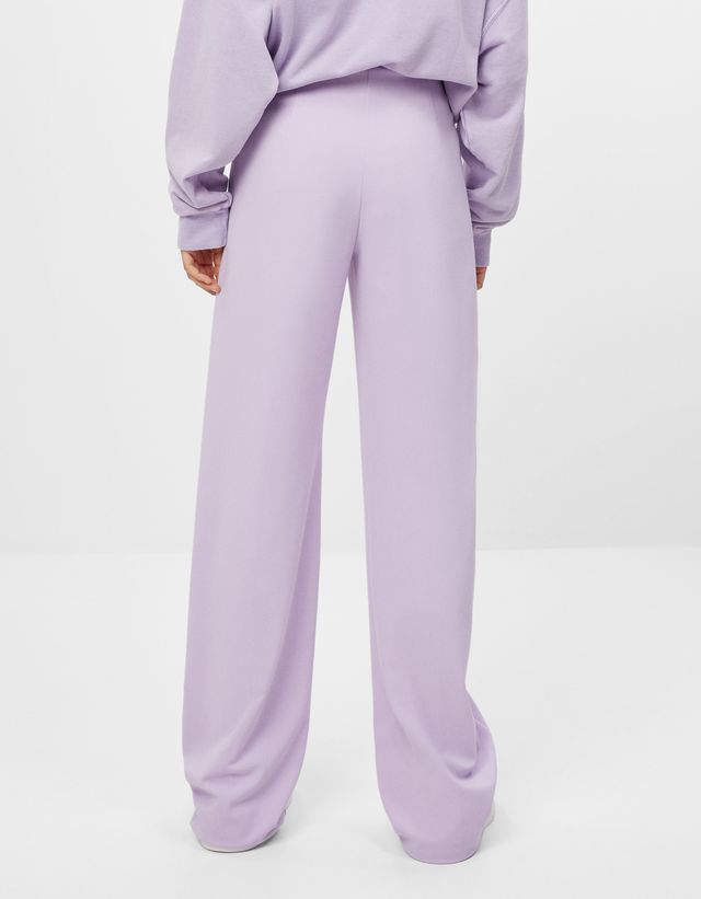 Bershka wide leg trousers purple Clearance