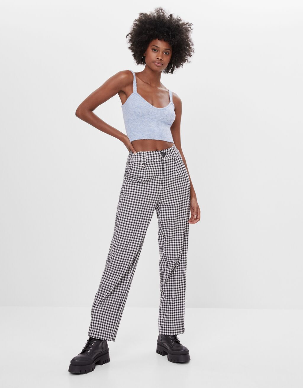 Straight fit cropped trousers 
