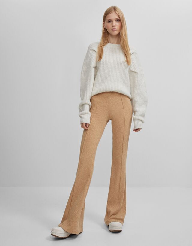 Flared ribbed trousers - Plain 