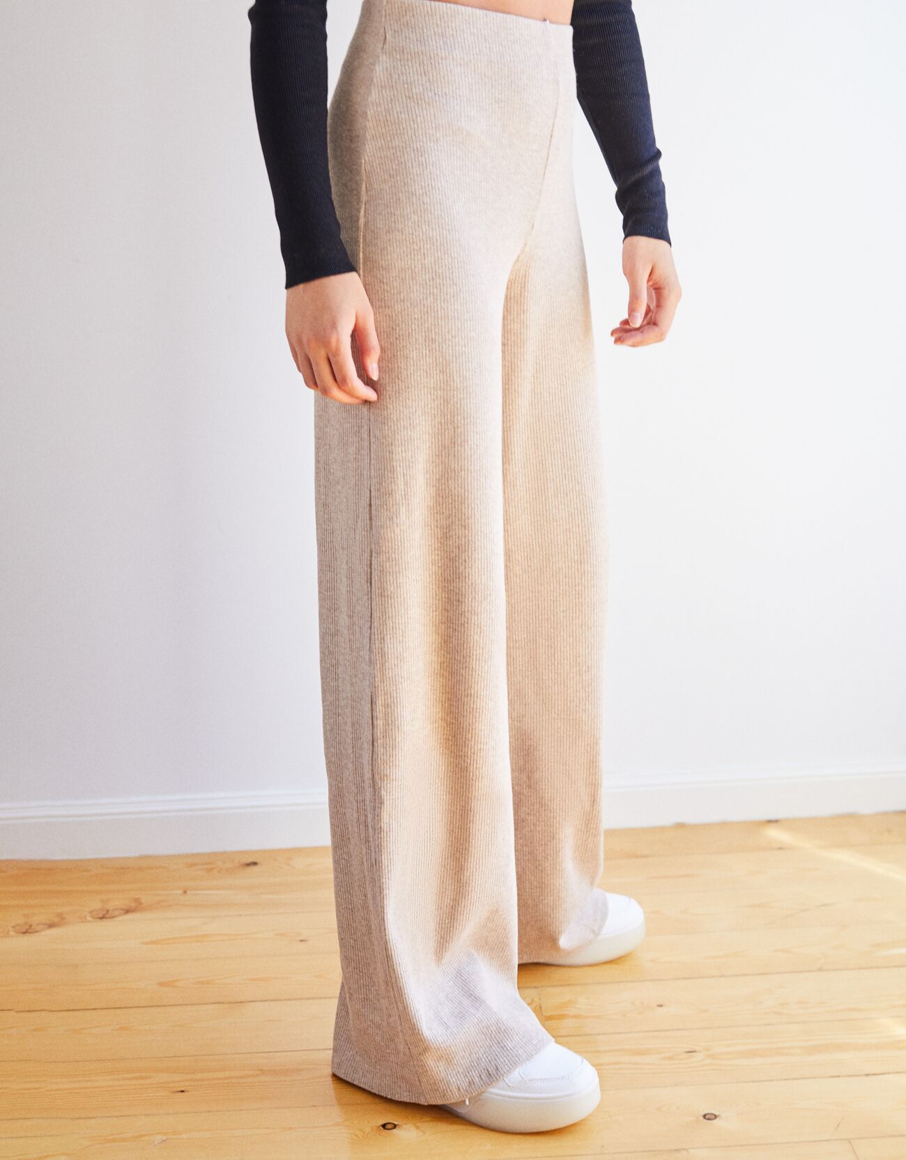 Flare ribbed trousers - Trousers 