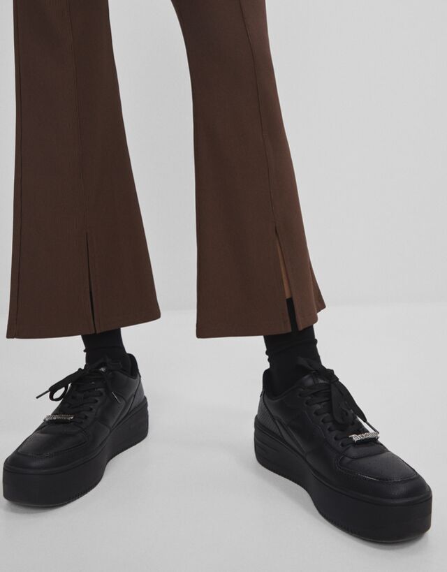 Bershka kick flare ottoman trousers Clearance