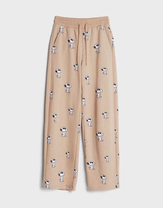 Wide-leg Snoopy trousers - Woman | Bershka