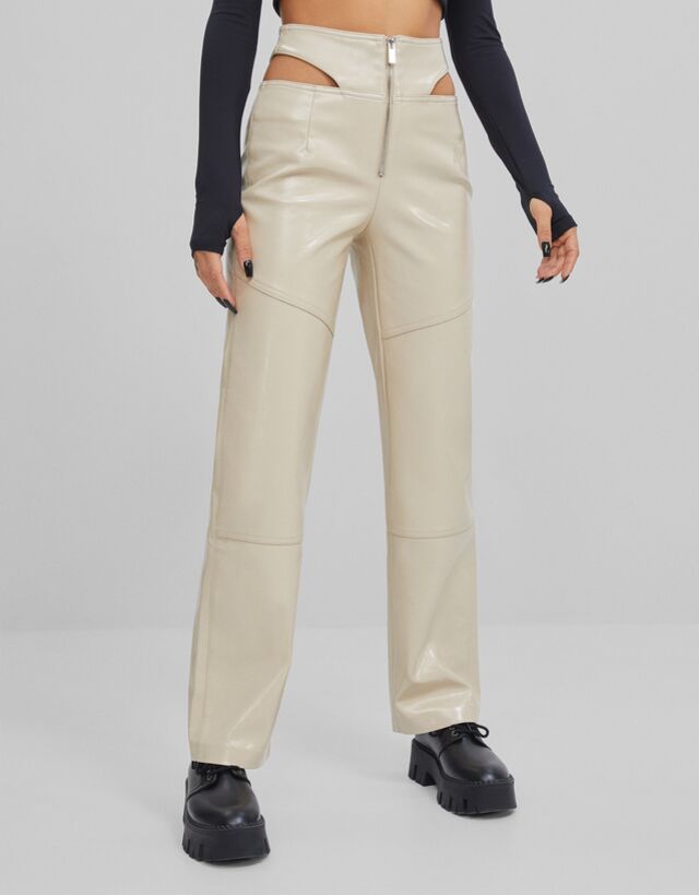 vinyl trousers - Trousers - Woman | Bershka