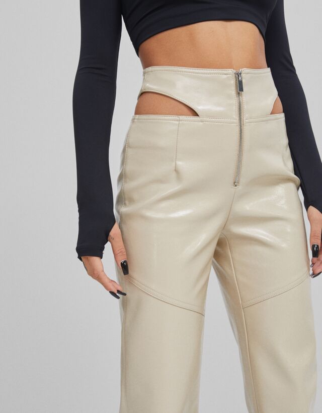 vinyl trousers - Trousers - Woman | Bershka