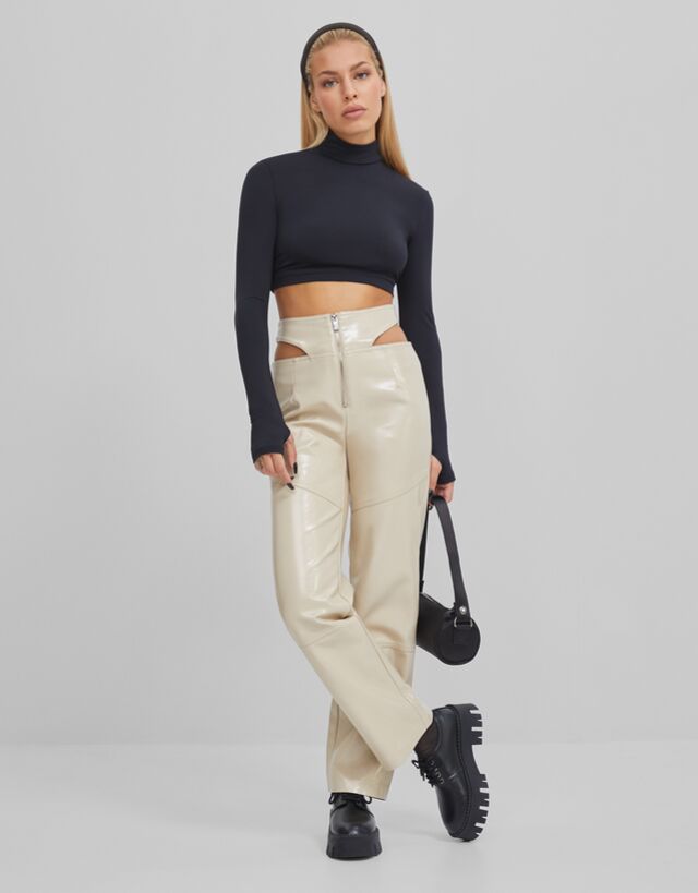 vinyl trousers - Trousers - Woman | Bershka