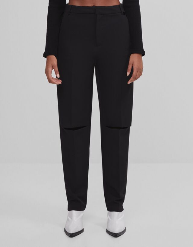 Pantalón straight corte rodilla - Mujer | Bershka
