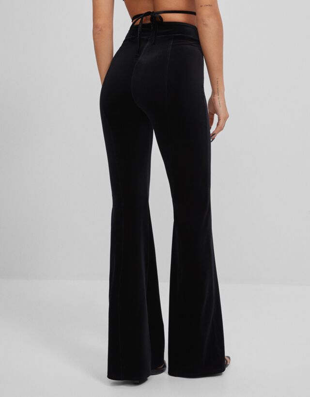 Velvet flared trousers - Woman | Bershka