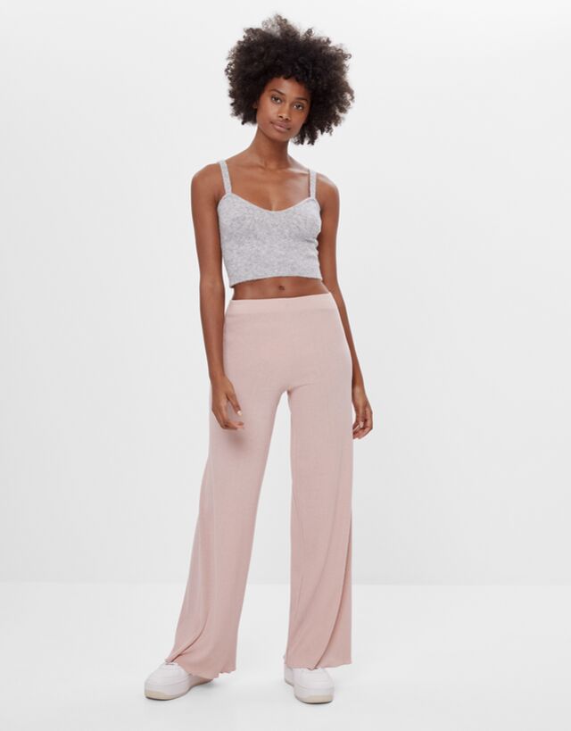 Trousers with belt - null - Bershka 