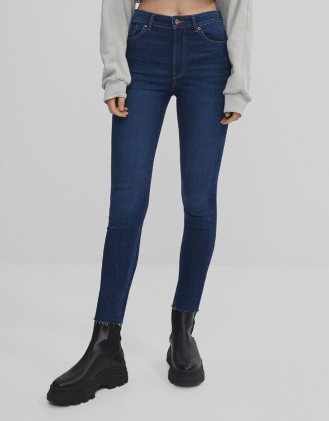 Skinny high waist jeans - Denim - Woman | Bershka