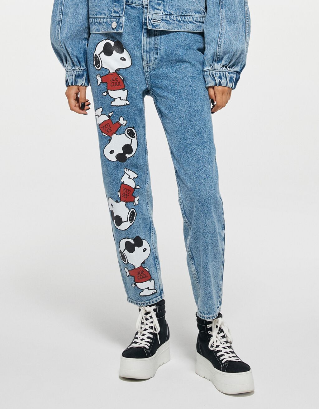 Snoopy Mom jeans - Denim - Bershka Kosovo
