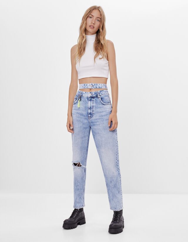 Ripped jeans bershka clearance